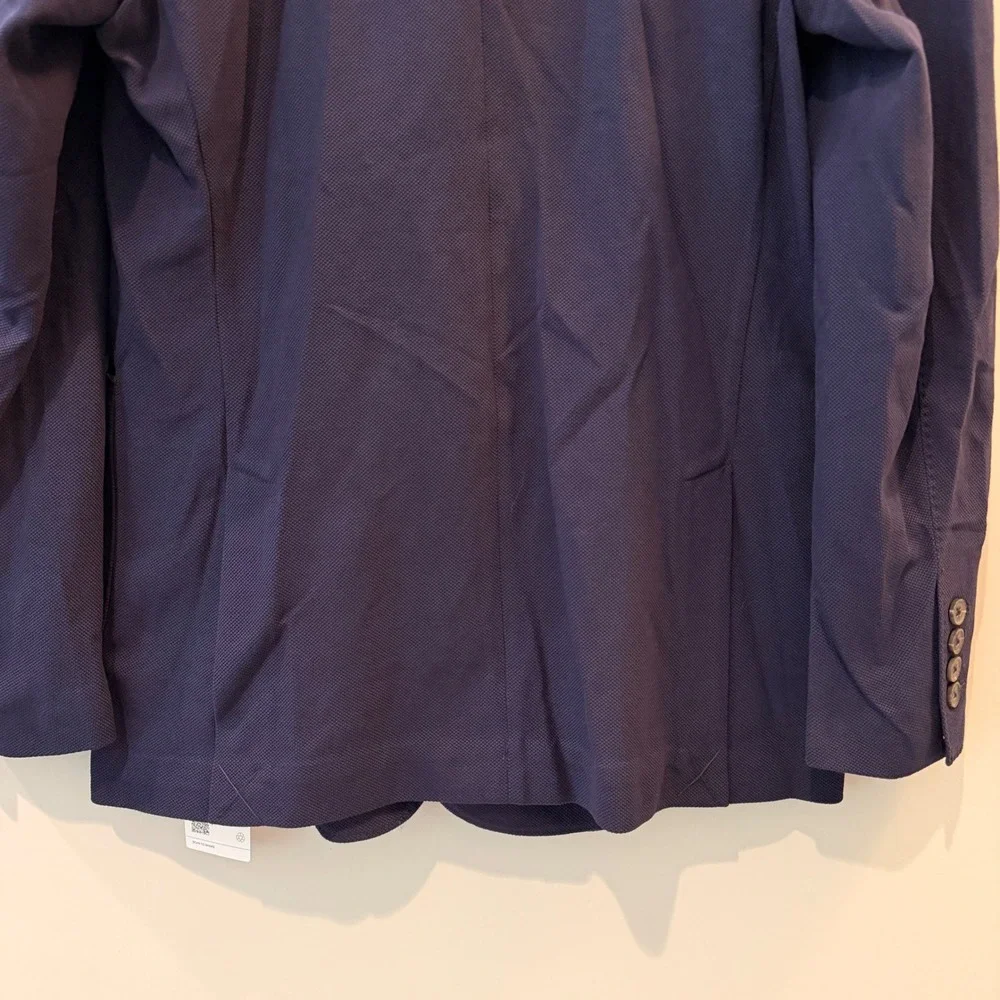 Quince Cotton Pique‎ Knit Blazer Lightweight Breathable Date Office Navy Med NWT
